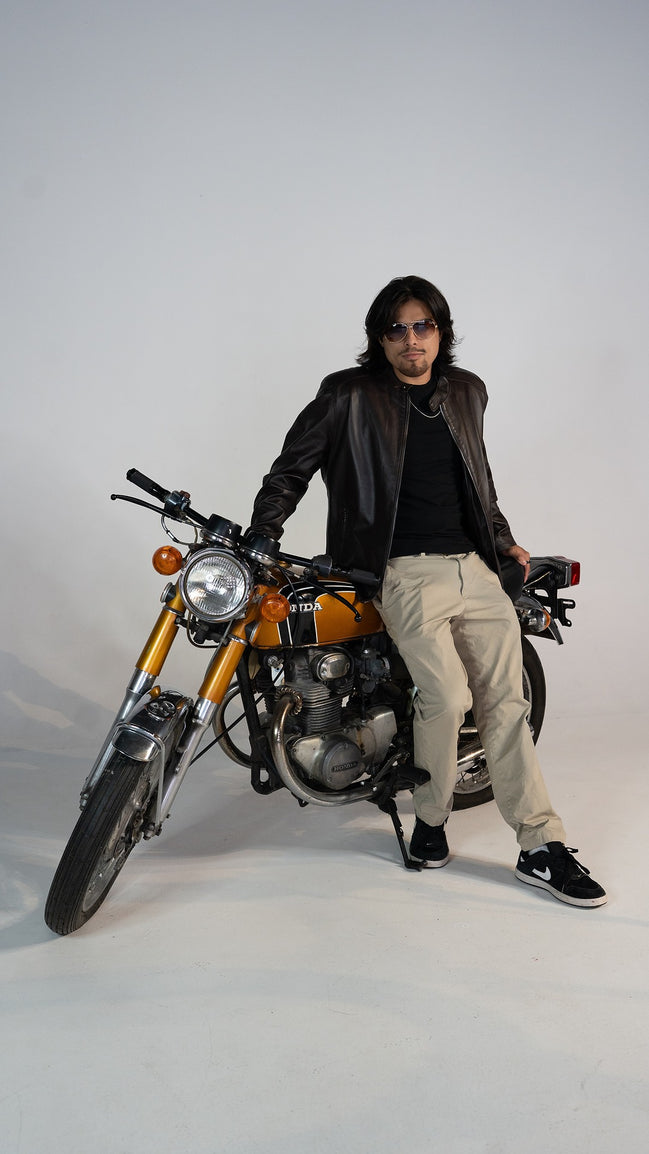 Men's Highland Racer Leather Jacket- Chocolate