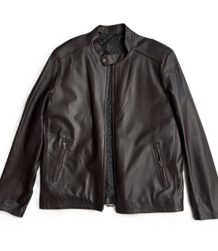 Men's Highland Racer Leather Jacket- Chocolate