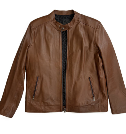Men's Highland Racer Leather Jacket- Cafe
