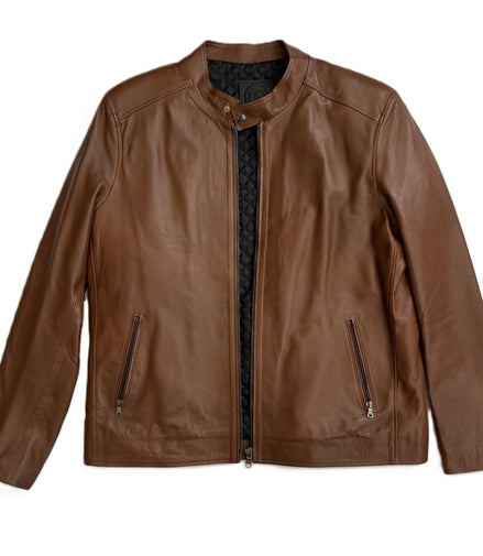 Men's Highland Racer Leather Jacket- Cafe