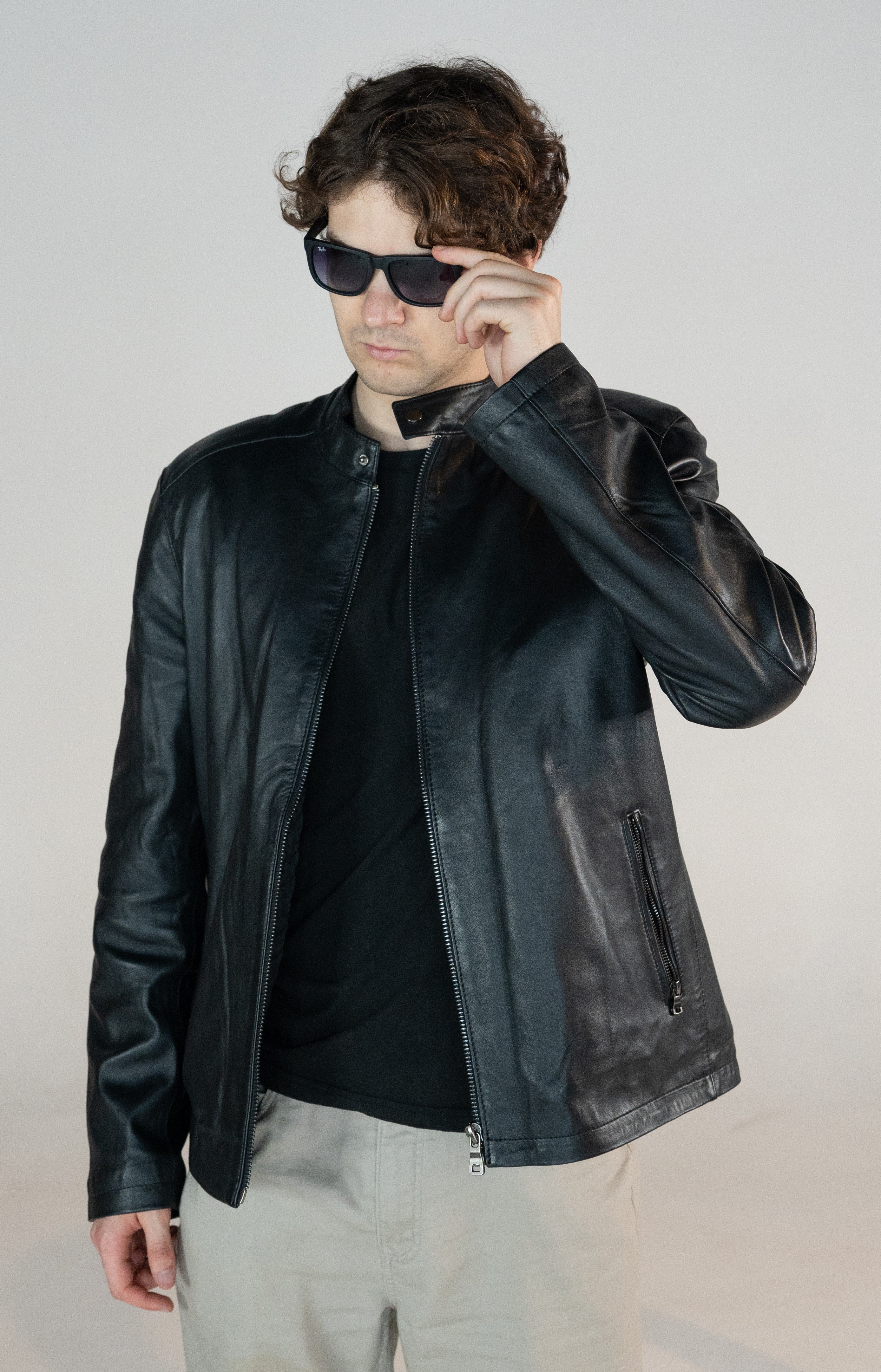 Men's Highland Racer Leather Jacket- Noir